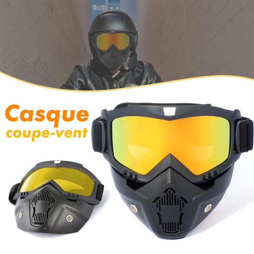 Casque Moto avec Lunettes Amovibles Coloré Anti-Bouée 